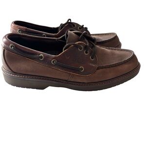 Sebago Portland Waxed Dark Brown Leather Boat Shoes SZ 9 Worn 1X Indoors
